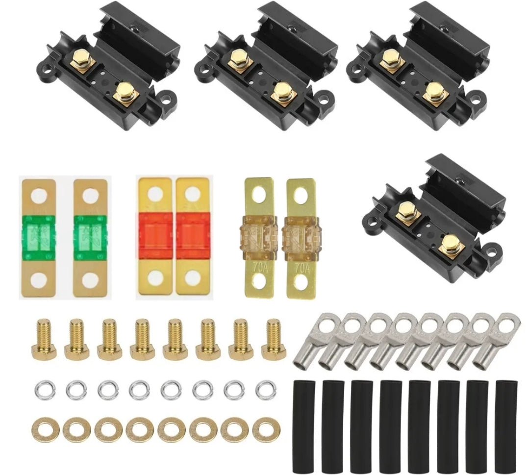 Midi fuse Collection of electrical connectors and hardware on a white background
