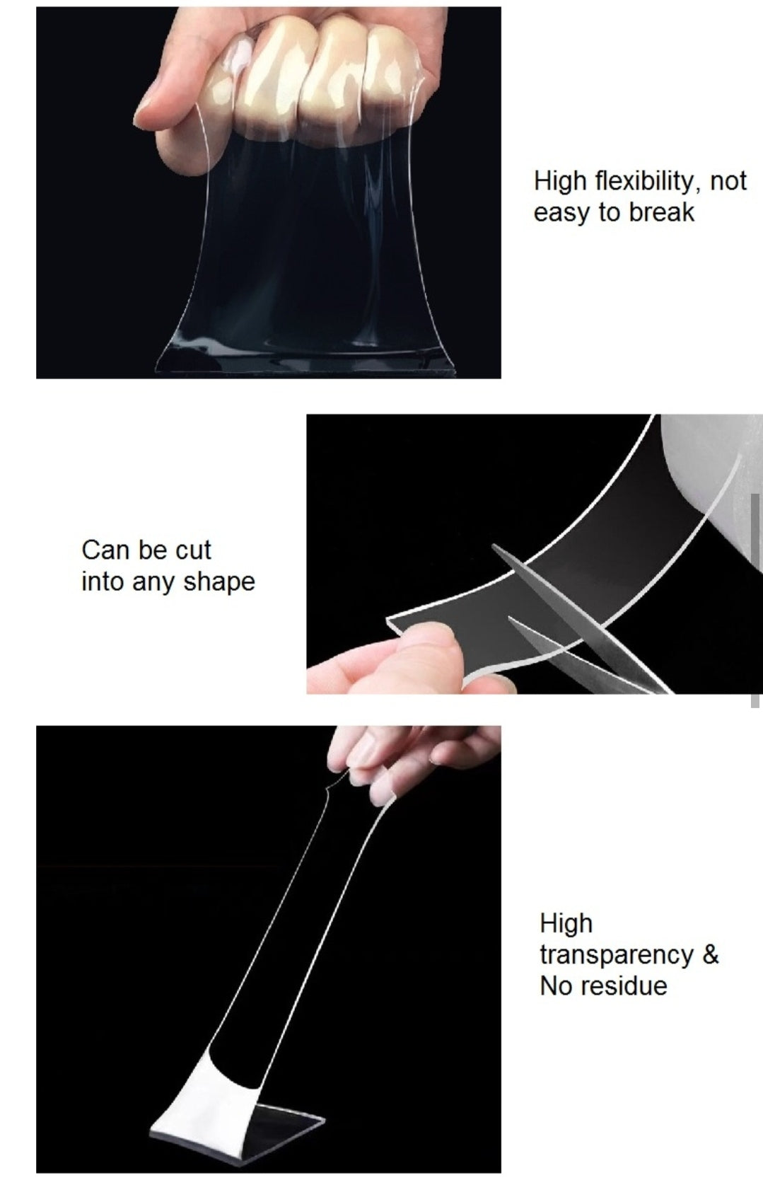 Double-Sided Nano Gel Tape - Traceless, Clear, Invisible Adhesive