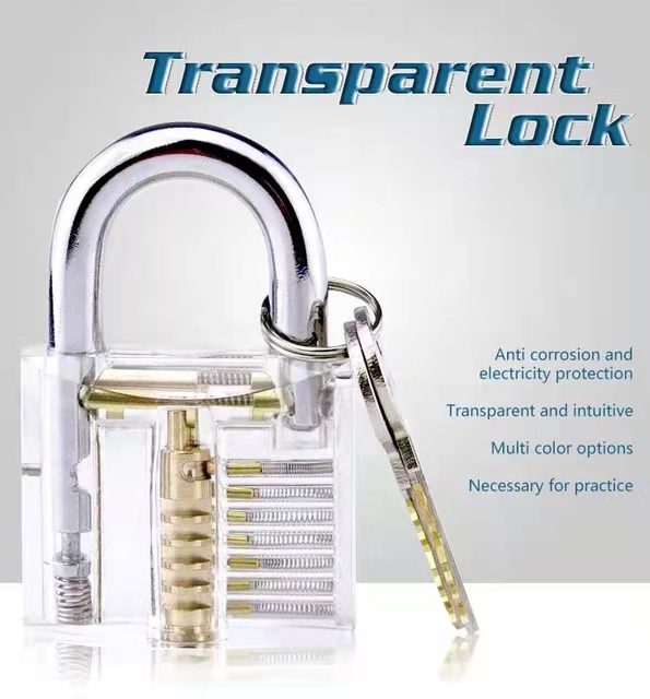 28 pcs Practice Lock Transparent Padlocks Unlocking Tool Pick Tool Set