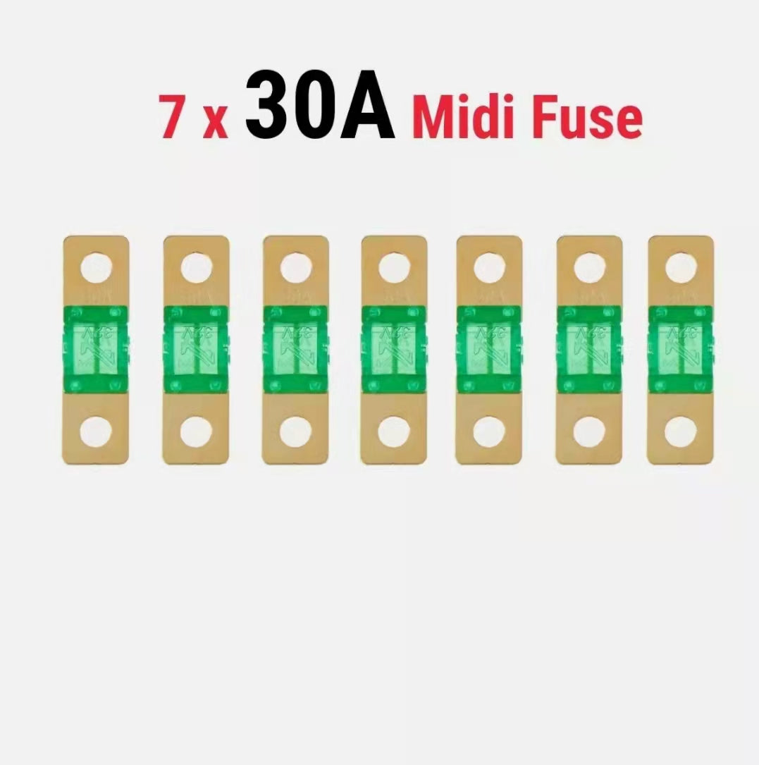 30A MIDI FUSE KIT 4 ANS Holder 7 x 30 AMP Fuses to Suit Redarc BCDC Dual Battery