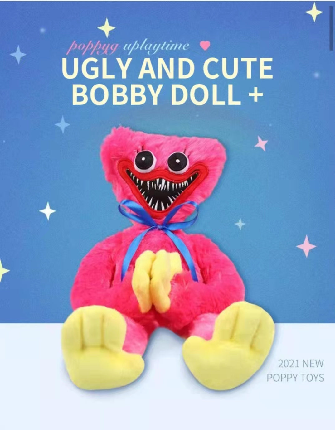 Huggy Wuggy Plush 40cm – Poppy Playtime Soft Toy for Kids & Fans | Blue Horror Doll