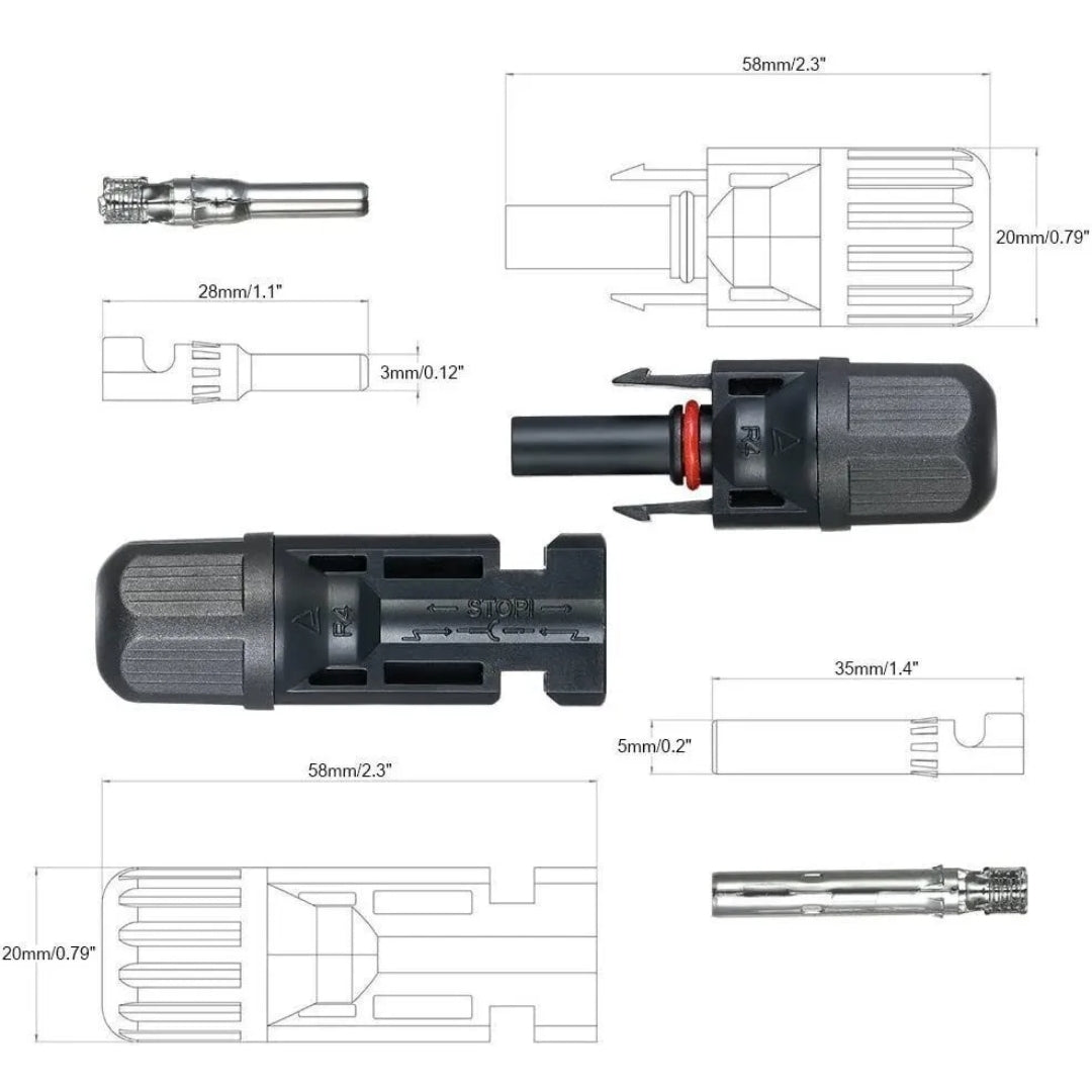 Connectors For IP67 MC4 Solar Panel 30A Plug Socket Male&Female Waterproof