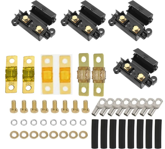 MIDI Fuse Kit – 2X20A, 2X40A, 2X70A MIDI Fuse Combo with 4 ANS Holders – Compatible with Redarc BCDC Dual Battery Systems