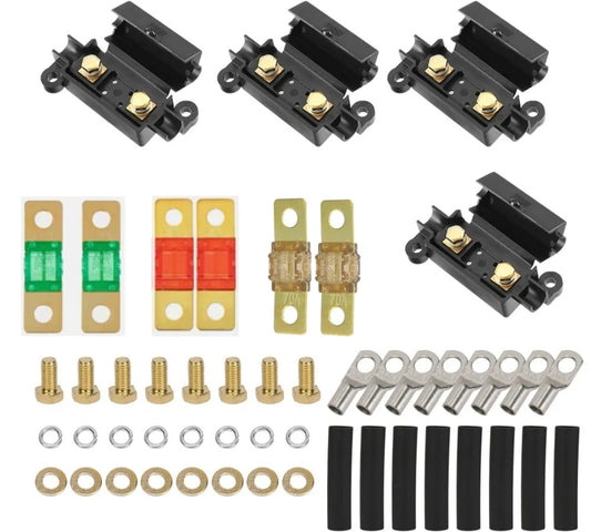 Midi fuse Collection of electrical connectors and hardware on a white background