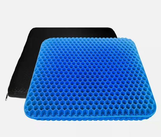 Double Layer Gel Honeycomb Seat Comfort Cushion Spine Pain Relief Flex Back Support （Blue）