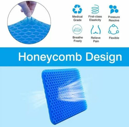 Double Layer Gel Honeycomb Seat Comfort Cushion Spine Pain Relief Flex Back Support （Purple)