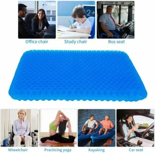 Double Layer Gel Honeycomb Seat Comfort Cushion Spine Pain Relief Flex Back Support （Purple)