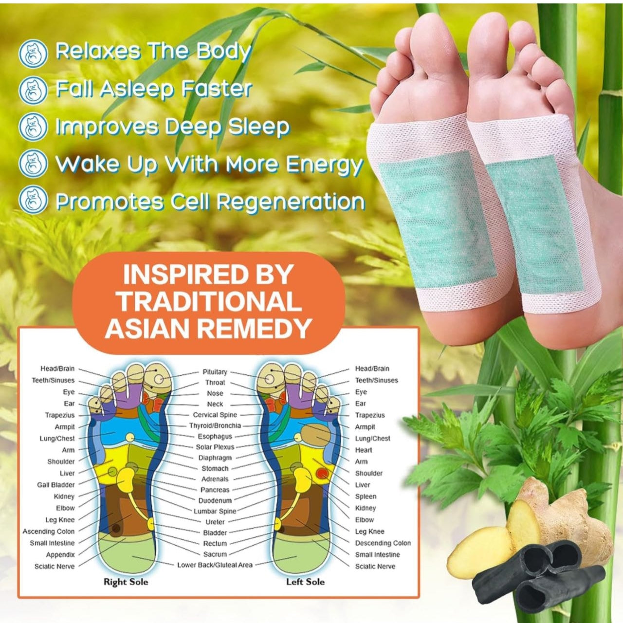 5 Natural Scents Detox foot patches Pads Stress Relief Sleep Improvement Nature Toxin Removal
