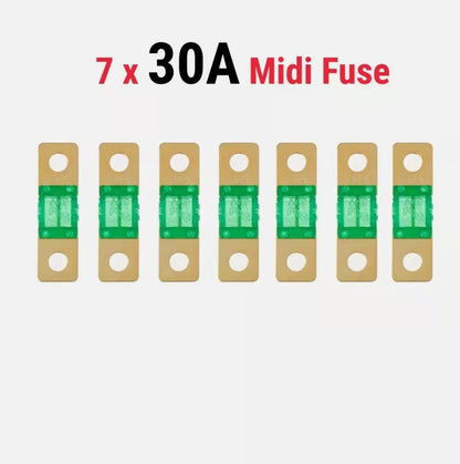 30A MIDI FUSE KIT 4 ANS Holder 7 x 30 AMP Fuses to Suit Redarc BCDC Dual Battery
