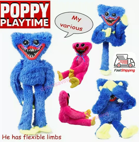 Huggy Wuggy Plush 40cm – Poppy Playtime Soft Toy for Kids & Fans | Blue Horror Doll