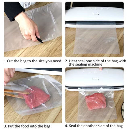 Vacuum Sealer Bags Roll Bag Precut Food Storage Saver Heat Seal Cryovac