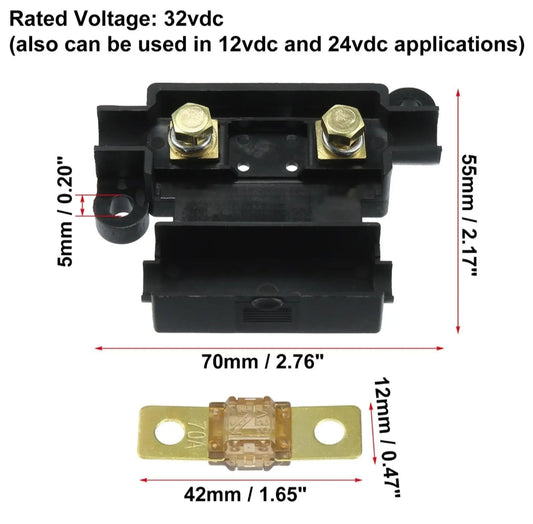 120A MIDI FUSE KIT 4 ANS Holder 7 x 120 AMP Fuses to Suit Redarc BCDC Dual Battery